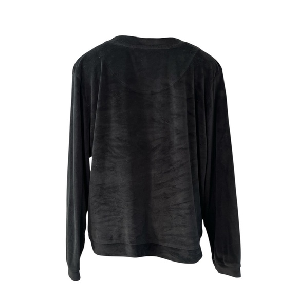 Juicy Couture Black Velour Bedazzled Lounge Top Long Sleeve XL Y2K - Picture 4 of 9